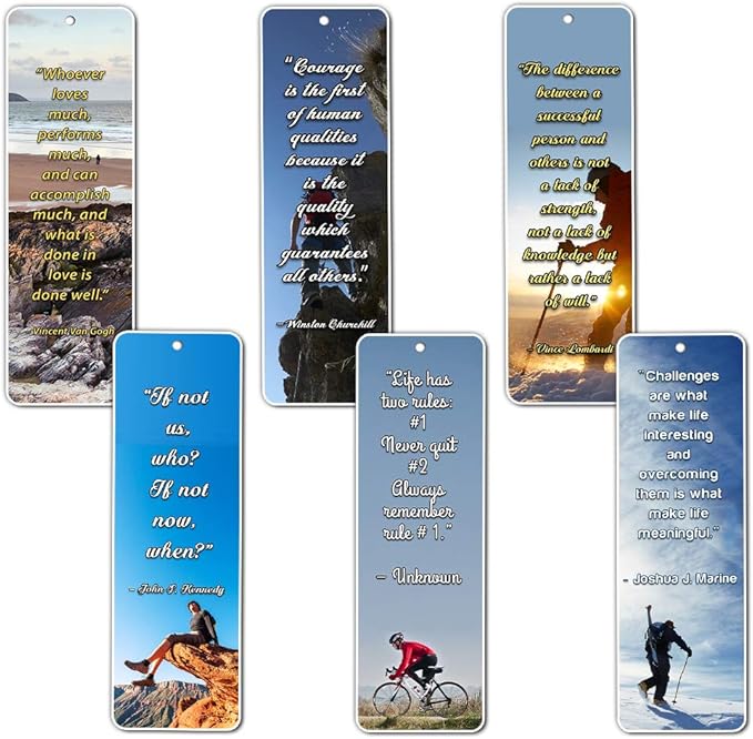 NewEights Adventure Inspirational Quotes Bookmarks (12-Pack) - Stocking Stuffers Devotional Bible Study - Church Ministry Supplies Teacher Classroom Incentive Gifts