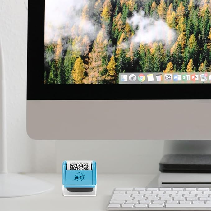 Miseyo Identity Theft Protection Roller Stamp Set - Blue (6 Refill Ink Incleded)