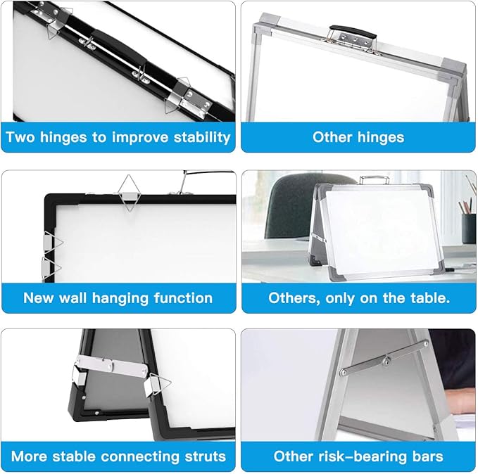 Whiteboard Dry Erase Boards, Portable White Board Double Sided Magnetic Board Stand,Foldable Hanging Wall Desktop Boards Easel for Kids Students Teacher for School Home Kitchen Office 24x18 Inch