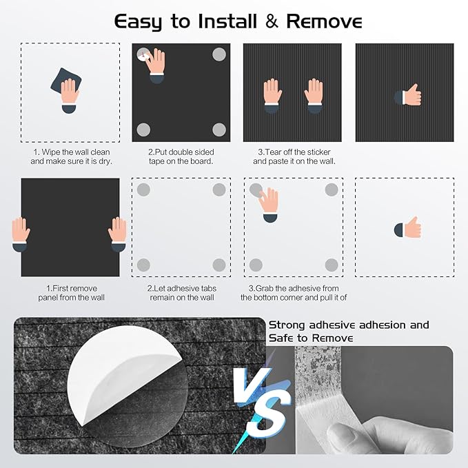 Large Cork Board Alternative 48"x36" Cork Board Felt Wall Tiles 12 Packs Bulletin Board Safe Removable No Damage for Walls Office School Tack Board Felt Letter Board Pin Board with Numbers & Pushpins