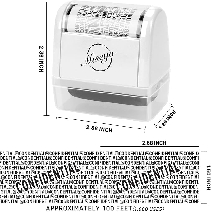 Miseyo Wide Roller Stamp Identity Theft Stamp 1.5 Inch Perfect for Privacy Protection - 3Pack Set(White)
