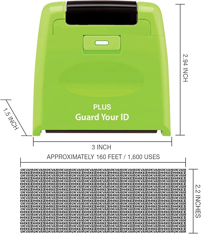 Plus Guard Your ID Wide Roller Stamp, Green