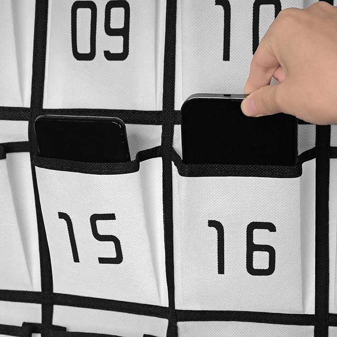 Loghot Numbered Classroom Sundries Closet Pocket Chart for Cell Phones Holder Wall Door Hanging Organizer (36 Pockets White)