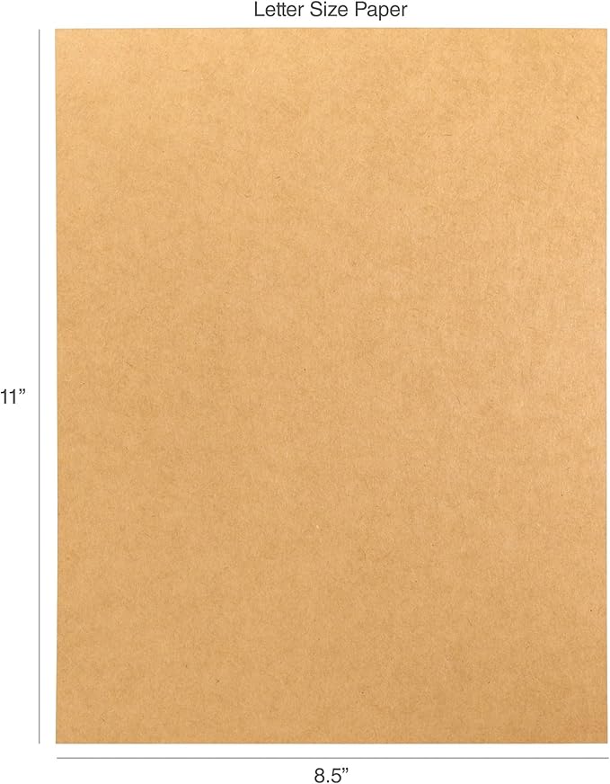 Cardstock 8.5 x 11 Paper Pack - 65lb Smooth Card Stock for Crafts, Cardmaking, Printers - 100 Scrapbook Sheets - Double Sided with Solid Core, Kraft