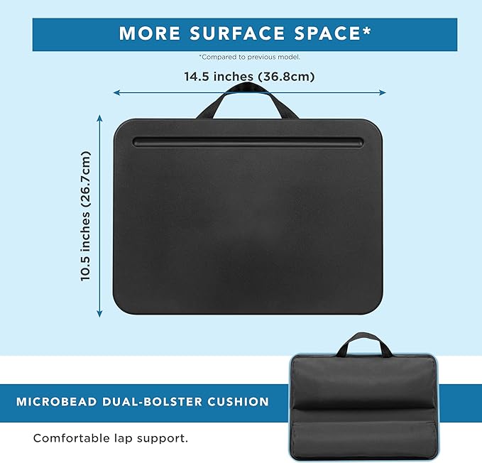 LAPGEAR Compact Lap Desk - Black - Fits up to 15 Inch Laptops - Style No. 43108
