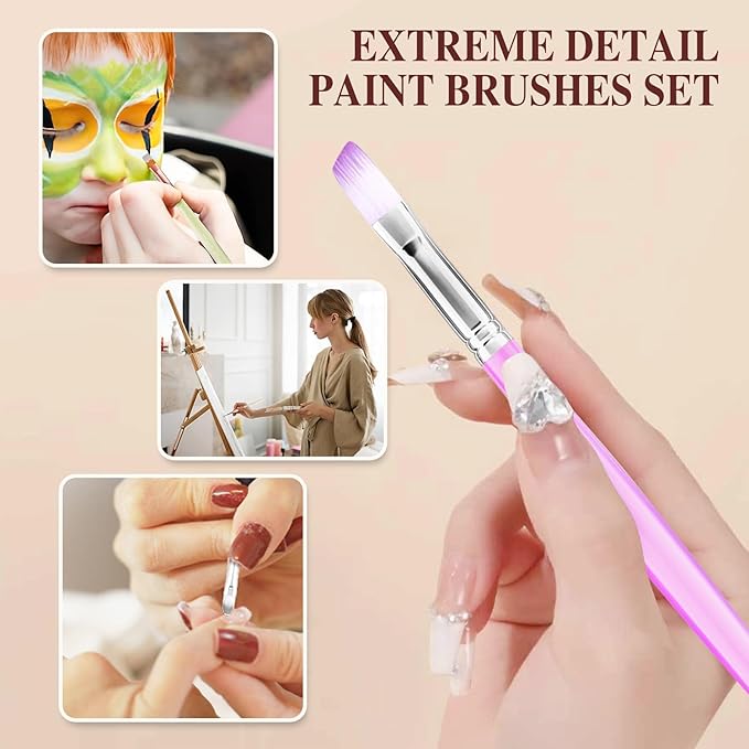 Art Paint Brush Set, Colorful Paint Brushes, Different Sizes for Artists, Adults & Kids, Painting Brushes Set with Paint Palettes, Paint Brushes, Art Paint Brushes for Watercolor, Oil, Face, 15 Pack