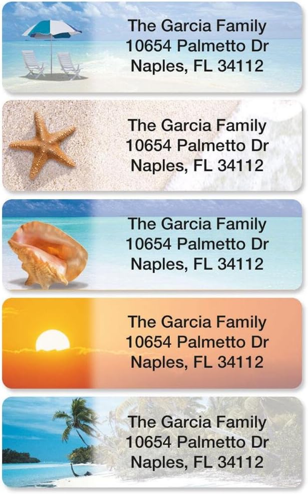 Colorful Images Calm Seas Rolled Personalized Return Address Mailing Labels with Dispenser, Customize with Name & Shipping Address, 250 ¾” x 2½” Self Adhesive, Easy Peel Label Roll