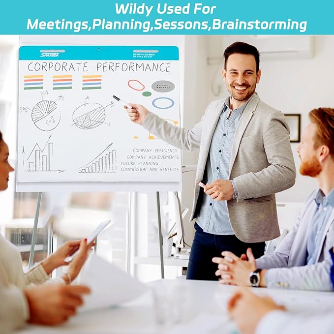 Large Sticky Easel Pads,30 in x 25 in,2 Pad/Pack,30 Sheets/Pad, Large Flip Chart Paper, Anchor Chart Paper for Teachers,Self Stick Easel Paper for Office,Classroom Supplies