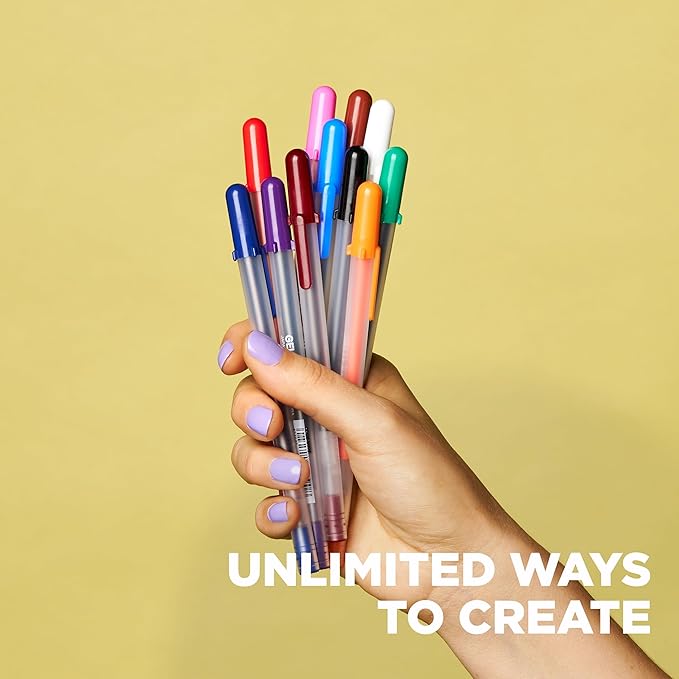 SAKURA Gelly Roll Gel Pens - Fine Point Ink Pen for Journaling, Art, or Drawing - Classic Black Ink - Fine Tip - 6 Pack