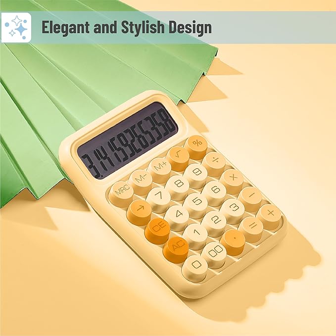 Mr. Pen- Mechanical Switch Calculator, 12 Digits, Large LCD Display, Orange Calculator Big Buttons, Mechanical Calculator, Calculators Desktop Calculator, Cute Calculator, Aesthetic Calculator