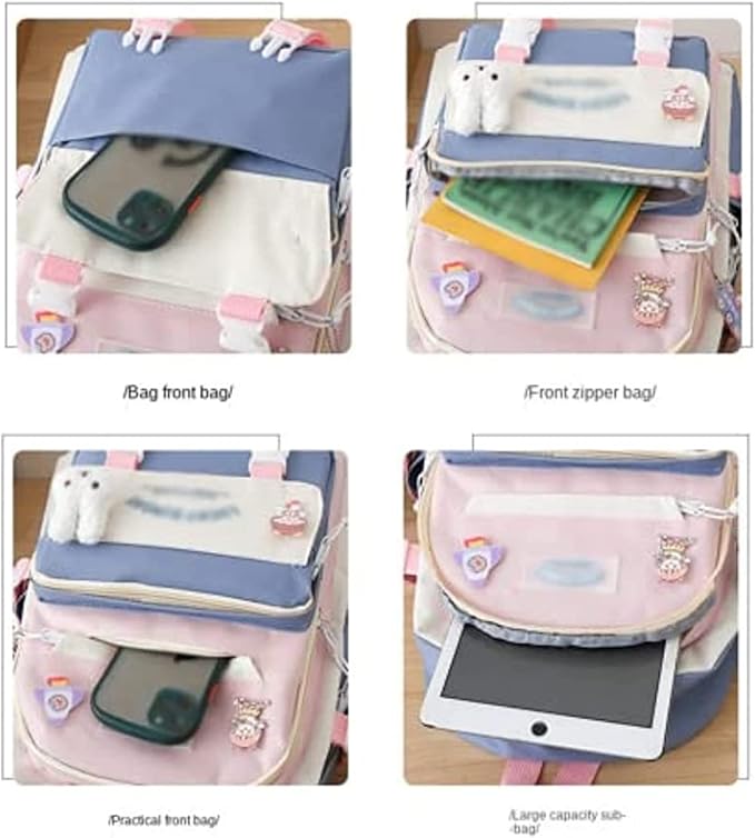 Kawaii Backpack 5Pcs Set Lightweight aesthetic backpack,Teens laptop computer cute backpacks for girls (aesthetic backpack,one size)