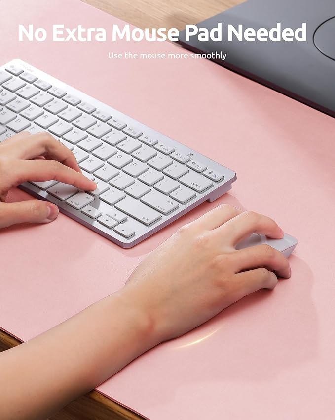 YSAGi Leather Desk Protector, Office Mat, Large Mouse Mat, Non-Slip PU Leather Blotter, Laptop Desk Pad, Waterproof Writing Pad for Office and Home (Light Pink, 31.5" x 15.8")