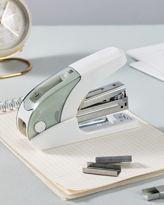 PAPERPAL Effortless Standard Stapler Set, 20 Sheet Capacity, Half Strip, Built-in Staples Storage, Holds 1/4" Staples, Includes 1000 Staples and A Staple Remover, Office, School & Personal Use, White