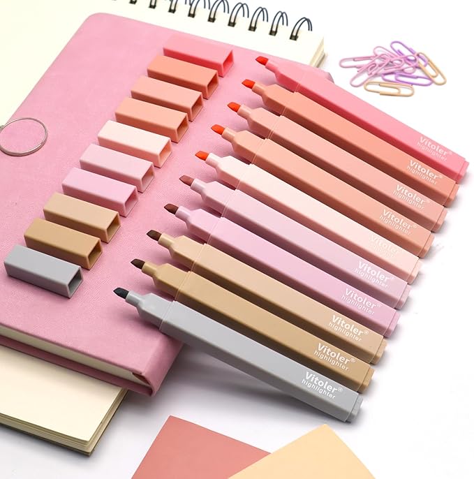 Vitoler Highlighters Assorted Colors,10pcs Cute Pastel Highlighters Multicolor Highlighters for Aesthetic Office School Supplies