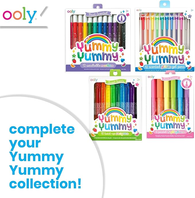 Ooly Yummy Yummy Scented Gel Pen Bundle of 12 Pens, Easter Activities for Kids, Includes Scented 6 Neon and 6 Metallic Gel Pens, 1.00mm NIB Great Art & Stationery Supplies