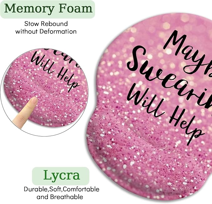 Cute Pink Ergonomic Mouse Pad with Wrist Rest, Gaming Mousepad Wrist Support with Non-Slip Pain Relief PU Base, Funny Computer Mouse Pads for Desk Work, Cute Office Desk Accessories Decor