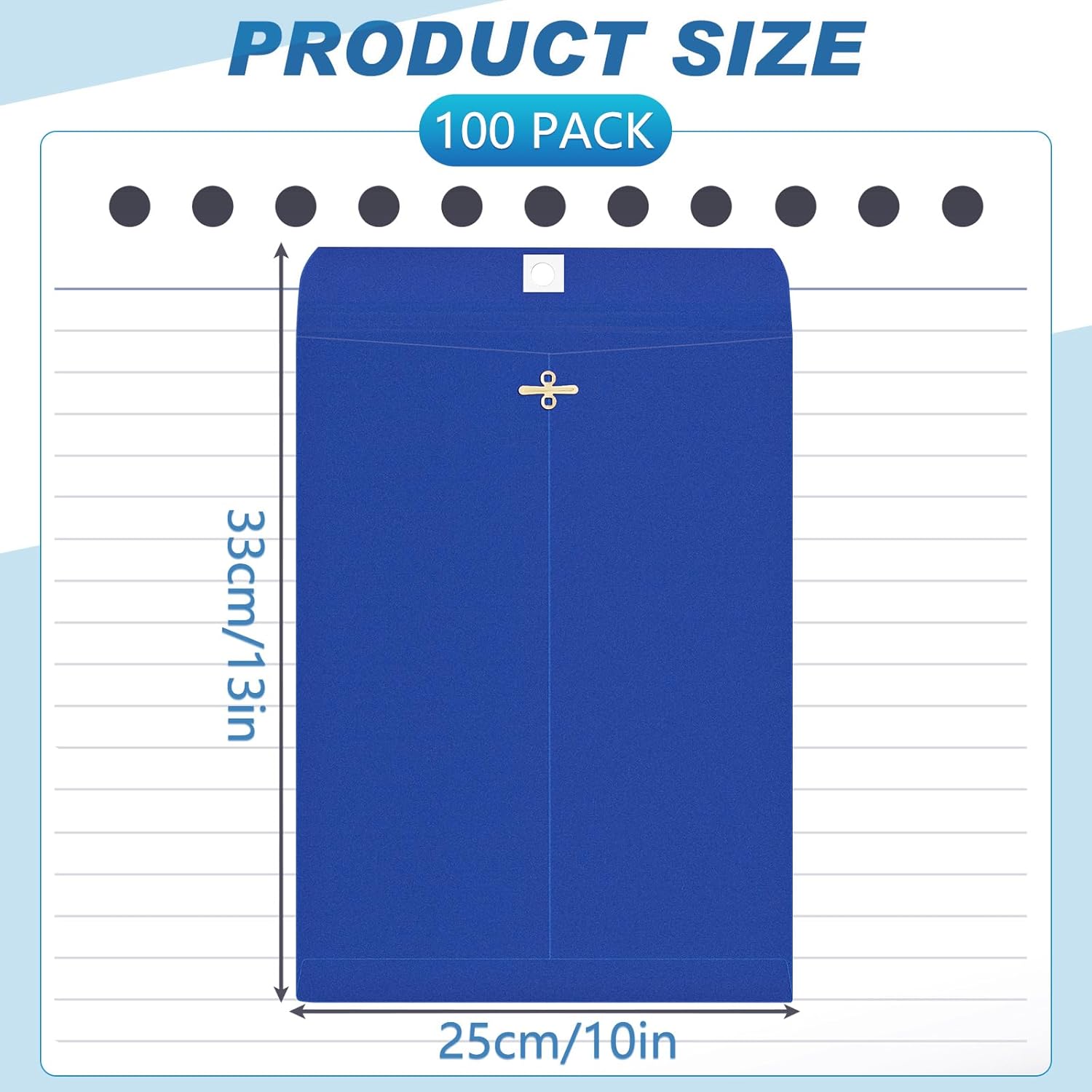 Geyee 100 Pcs Clasp Manilla Envelopes 10 x 13 Inch Gummed Colored Envelopes for Storing or Mailing for Home Office Business Supplies(Navy Blue)