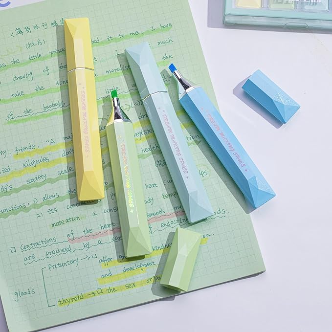 COLNK Glitter Pastel Highlighter,Set of 12 Pcs Cute Aesthetic Highlighters Assorted Colors,Chisel Tip,Metallic Highlighters for Journal Planner, Highlighting, Note-taking,Glitter Ink set