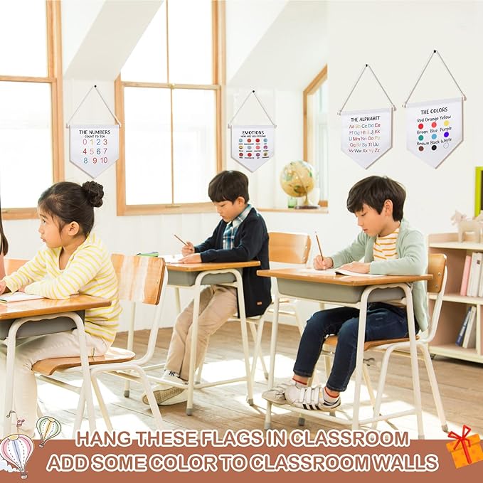 Boao 4 Pcs Boho Classroom Decor Hanging Classroom Decorations Wall Display Banners Elementary Wall Art Banner Welcome to Teacher Gift(Education,Cute)