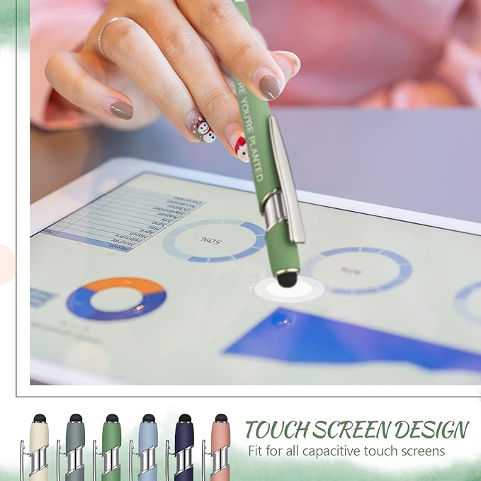 Zonon 12 Pieces Inspirational Pens Bulk Easter Basket Stuffers Motivational Quotes Ballpoint Pens with Stylus Tip Inspirational Gifts for School Office Teachers(Morandi,Bible Style)