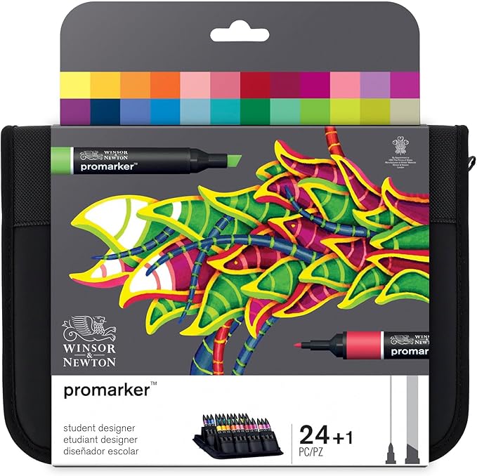 Winsor & Newton ProMarker Set, 24 Count, Student Designer Wallet