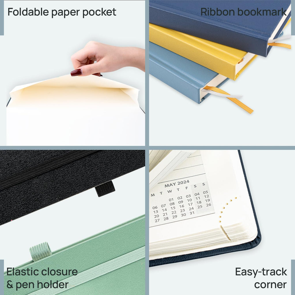 POPRUN 2026 Planner (Large Size 8.5''x 10.5'' Hardcover) - Daily Weekly and Monthly Calendar Agenda 2026 Appointment Book with Hourly Time Slots, Monthly Tabs, 100 GSM - Haze Blue