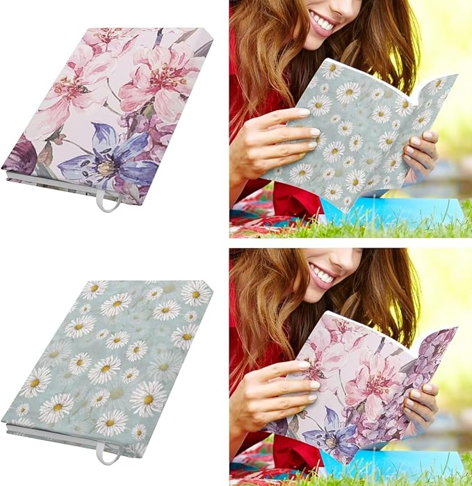 Daisy 2 Pack Book Sleeve Cover, Peach Blossom Jumbo and Easy to Put On Book Protector Cover for Girls and Boys, Stretchable Washable Book Sox