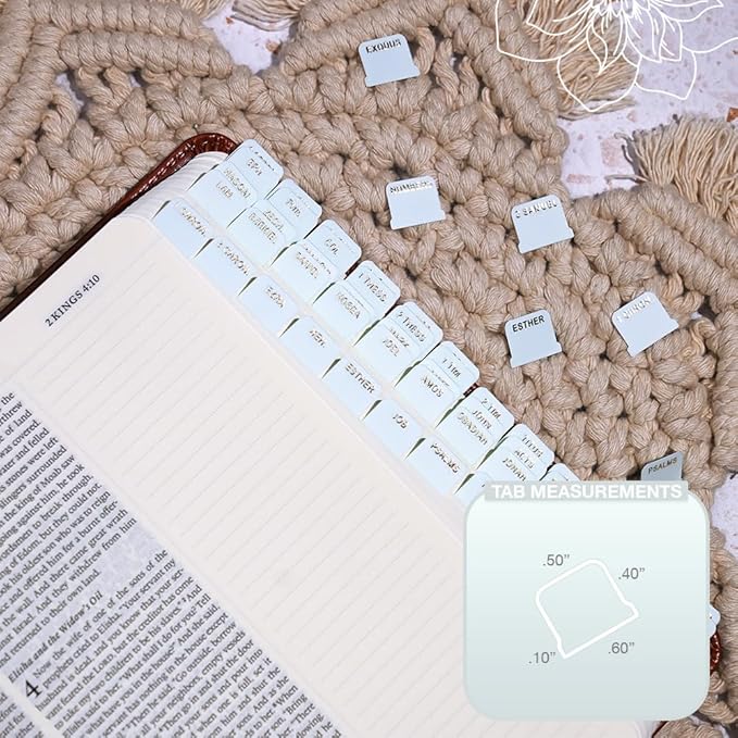 Idyllic Grace - Mini Bible Tabs, Embossed Gold Foil, Journaling, Small Bibles, Study Tool, 90 Tabs, Old and New Testament, Christian, Catholic, Apocrypha, Index Tabs, Matte Laminated - Mint to Be