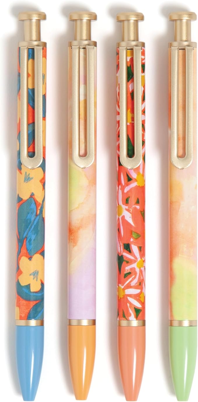 U Brands Monterey Ballpoint Pens, Set of 4, Artist Touch, Gold Details, Bold (1.0 mm) Point, Black Ink