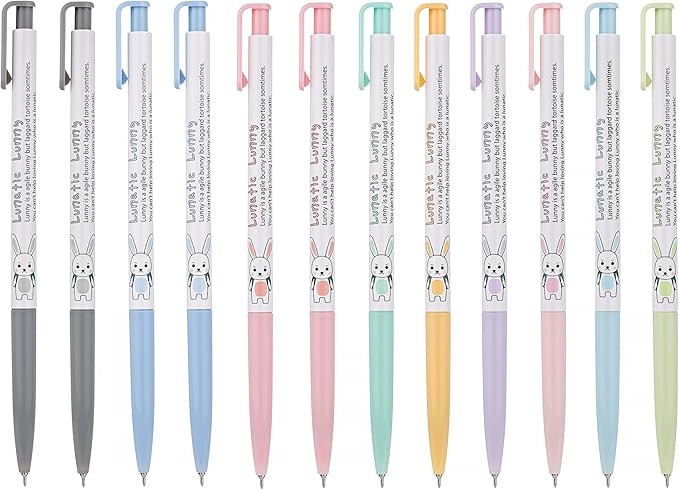 ZEESOON Xeno Lunatic Lunny 0.38mm Slim Ball Point Pen Dozen Box 12 Pcs, Made in Korea (Assorted 12pcs)