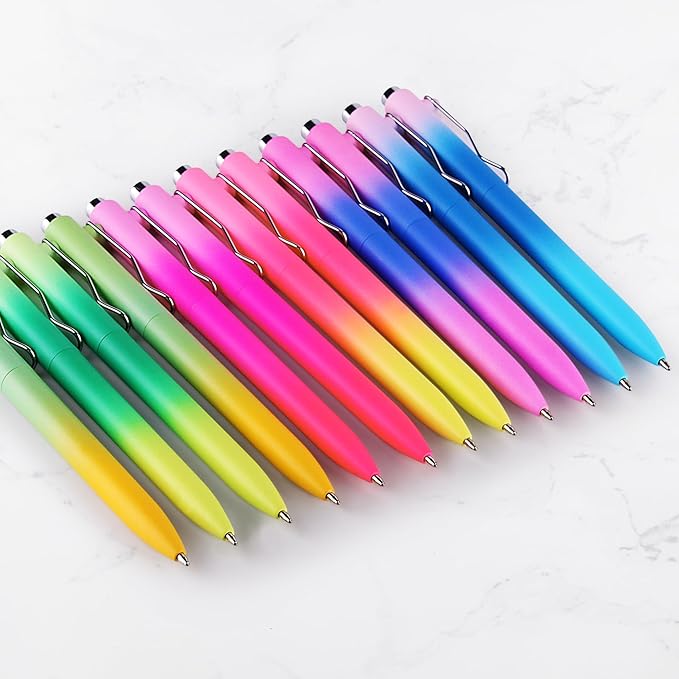 WY WENYUAN Cute Pastel Ballpoint Pens, Fine Point Smooth Writing, Colorful Pens, Black Ink 1.0 mm Journaling Pens Office Supplies for Women & Men, Note Taking