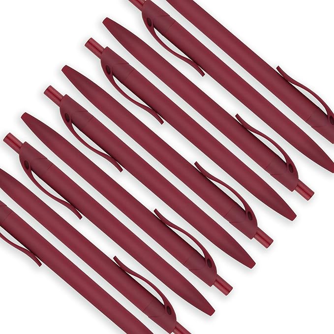 deegtran Pens Bulk, 200 Pack No Bleed Burgundy Red Barrel Click Pens, Wholesale Retractable Ballpoint Pens, Pens Medium Point, Smooth Ink Pens, 1.0MM Black Ink