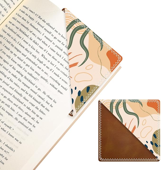 Personalized Leather Bookmarks, Fun & Cute Book Accessories for Reading Lovers, Unbreakable Page Markers for Women Men Girls Boys Student Teacher Kids Retirement Birthday Gifts (Boho Waterweed)