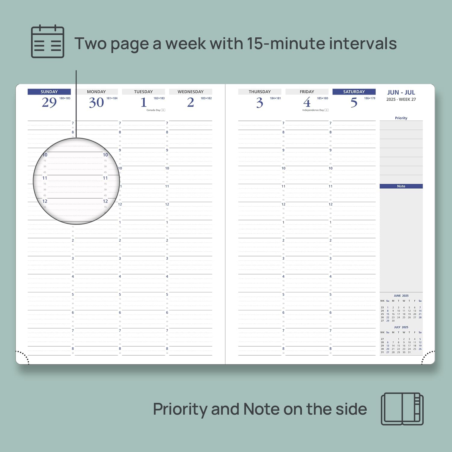 POPRUN Academic Planner 2025-2026, 8.5'' x 11.25'', Quarter-Hourly Appointment Book (July 2025-June 2026) with PU Leather Soft Cover, Dual Pockets, Monthly Tabs, 100GSM Thick Paper - Claret