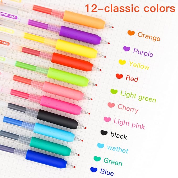 Jelly colors Journal Planner Pens Colorful 0.5mm Markers Fine Tip Drawing Pen Porous Fineliner Pen for Bullet Journaling Writing Note Taking Coloring Art Office School Supplies (12 jelly colors)