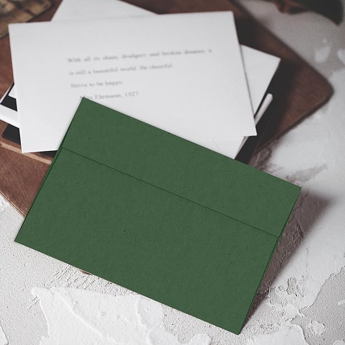 100 Pack Dark Green Envelopes 5x7, Goefun A7 Self Seal Printable Envelopes for Invitation, Photos, Bridal Shower, Wedding, 5.25 x 7.25 in, 120GSM