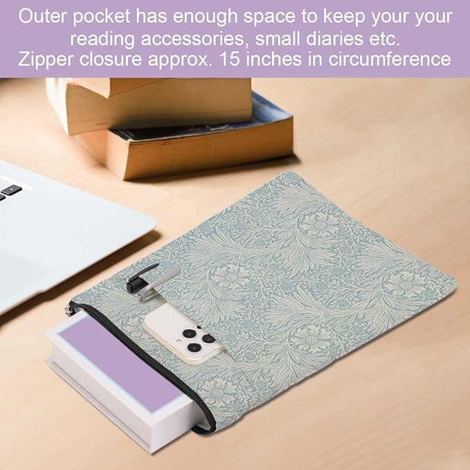 Retro Floral Book Sleeve Book Cover Classic Flower Book Protector with Zipper Christmas Birthday Book Club Gifts Book Accessories for Women Sister Daughter Librarian Girls Bookish Book Lovers Gifts