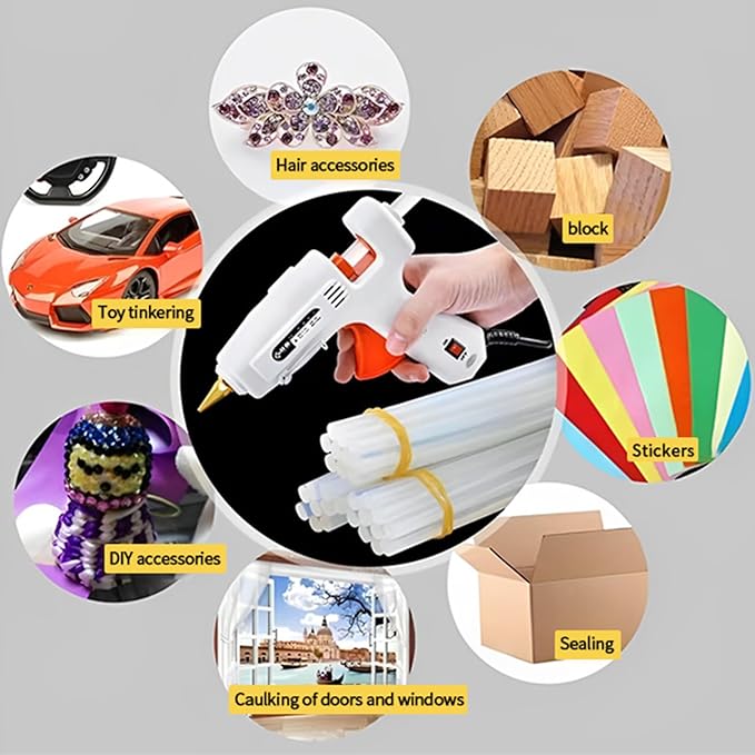 200 Count - Crystal Clear Hot Glue Sticks - Full Size, 5.9" x 0.27", All-Purpose Glue for Crafting, Wood, Metal, Glass, Plastic, Fabric, Foam - Ideal for DIY, Scrapbooking & More