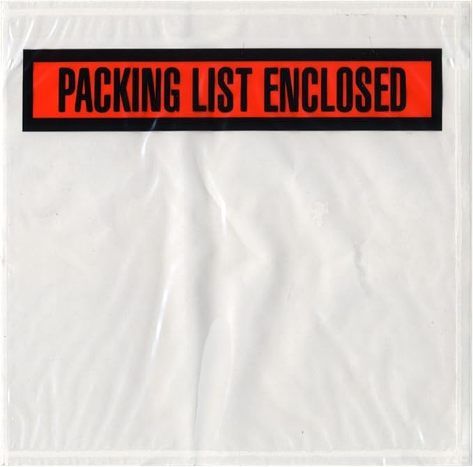 Packing List Envelopes 4.5"x5.5" Pouches Invoice Enclosed Adhesive Bags Pack of 100, clear PL_100PK