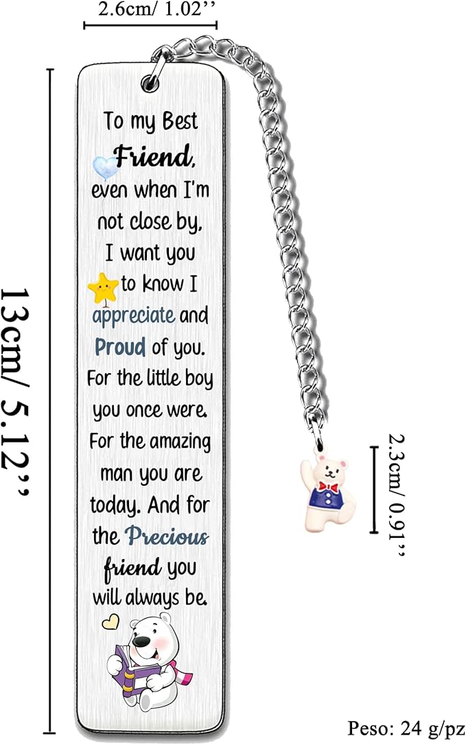 Best Friend Bookmarks Men Teens Christmas Graduation Farewell Bookmark Good Friends Birthday Back to School Gifts Appreciate Friendship Encouragement Retirement Thank You Keepsakes Cute Bear Design