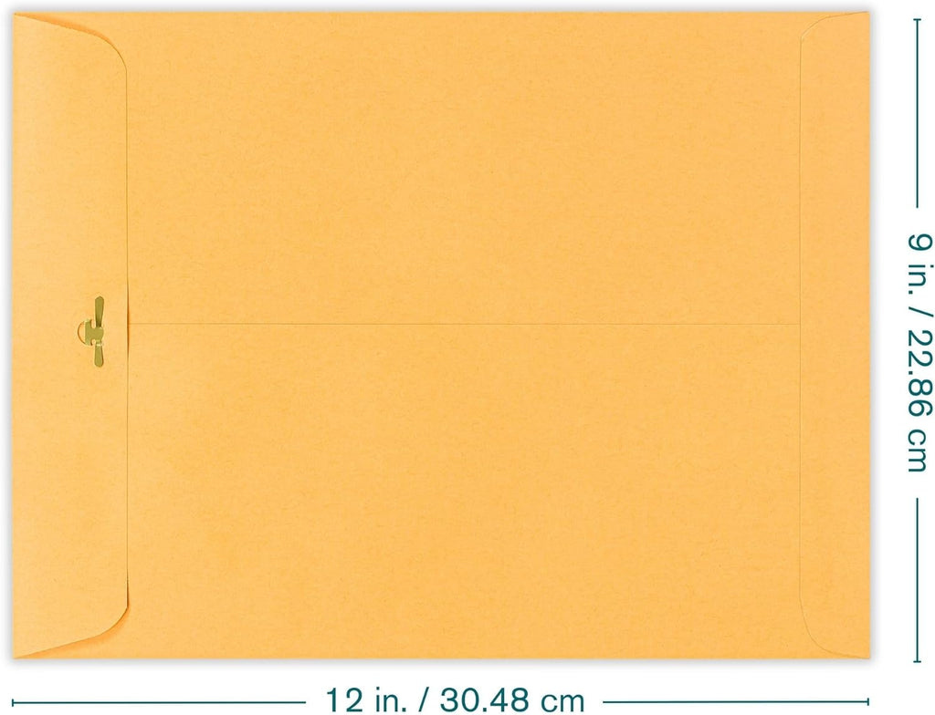 EnDoc 9x12 Clasp Envelopes – Brown Kraft Catalog Envelopes with Clasp Closure & Gummed Seal – 28lb Heavyweight Paper Envelopes for Home, Office, Business, Legal or School – 100 Pack