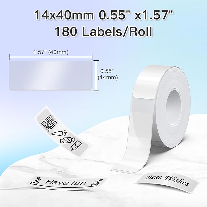 POLONO Genuine P31S Label Maker Tape, Adapted Label Print Paper, 14x40mm(0.55"x1.57"), Label Maker Tape Refill for Home/Office, Compatible with P31S Label Maker, 540 Labels/3 Roll, Transparent