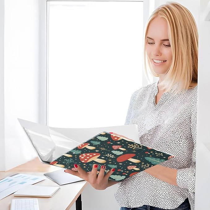 Cute Mushroom Red 3 Ring Binders with Clipboard File Folder for Office School with Pocket, 2 Pack, E01W24021