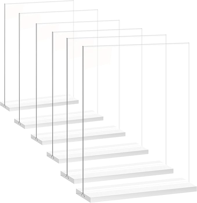 newnewshow Acrylic Sign Holder 8.5x11 Inch 6 Pack Vertical T Shape Double-Sided Desktop Display Holder. (8.5x11 8.5x5.5 5x7 Horizontal and Vertical)