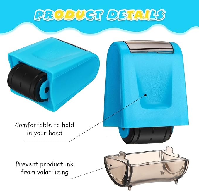 Sherr 2 Handwriting Line Stamp Roller Dashed Handwriting Lines Practice Roller Stamp for Kids, Teachers Kindergarten Education Classroom Back to School Need(2.72 x 2.44 x 1.54 Inch,Yellow, Blue)