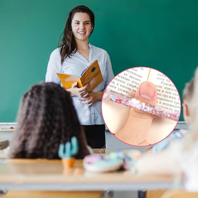 Book Page Holder, 4Pcs Thumb Book Page Holder, Resin Book Holder Thumb for Reading, Book Accessories for Reading Lovers Sparkle Diamond Book Opener Holder for Teachers Students