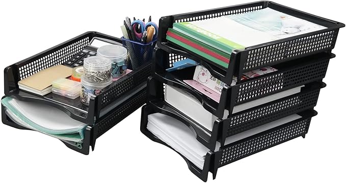 6 Layers Stackable Office Paper Tray, Plastic Stackable Letter Tray