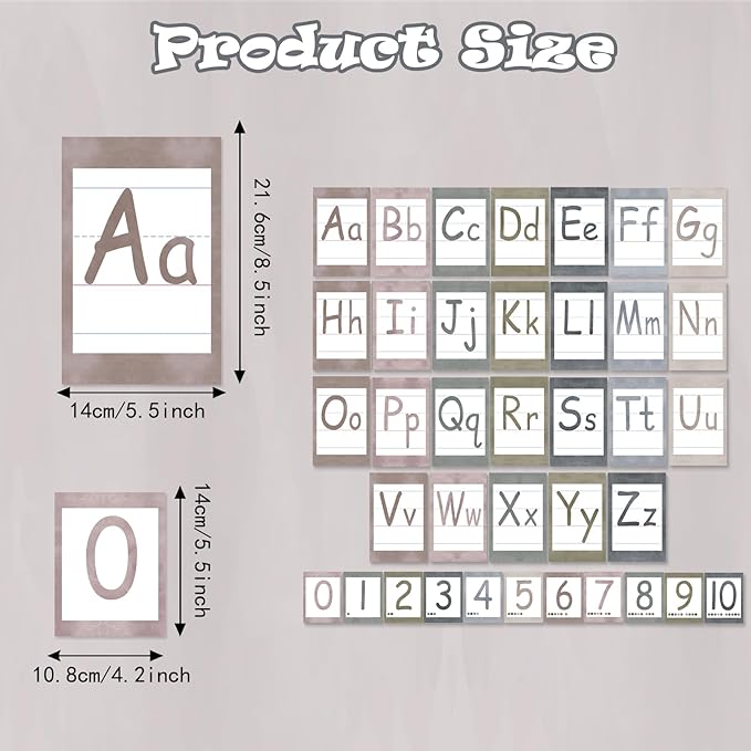 Bulletin Board Alphabet - ABC Alphabet Poster Classroom Decorating Set Preschool English Poster Kindergarten Elementary Classroom Wall Decor Daycare Homeschool Supplies (Morandi)