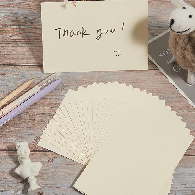 50 Sheets Blank Cardstock Paper 250 GSM Thick Heavy Cards Stock for DIY Art Projects, Card Making, Postcards, Greeting Cards, Birthday Party, Wedding Invitation (Cream, 5x7 inches)