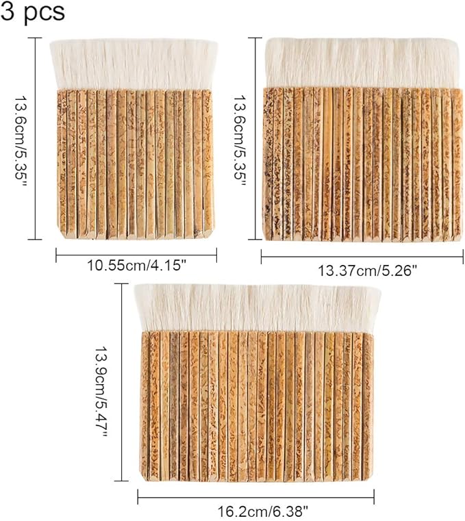 PH PandaHall Hake Brush Sheep Hair Paint Brushes Watercolor Brushes Handle Brush Haik Brush for Kiln Wash, Watercolor, Cleaning, Ceramic, Pottery Painting Drawing Drafting 4.1/5.2/6.3 Inch
